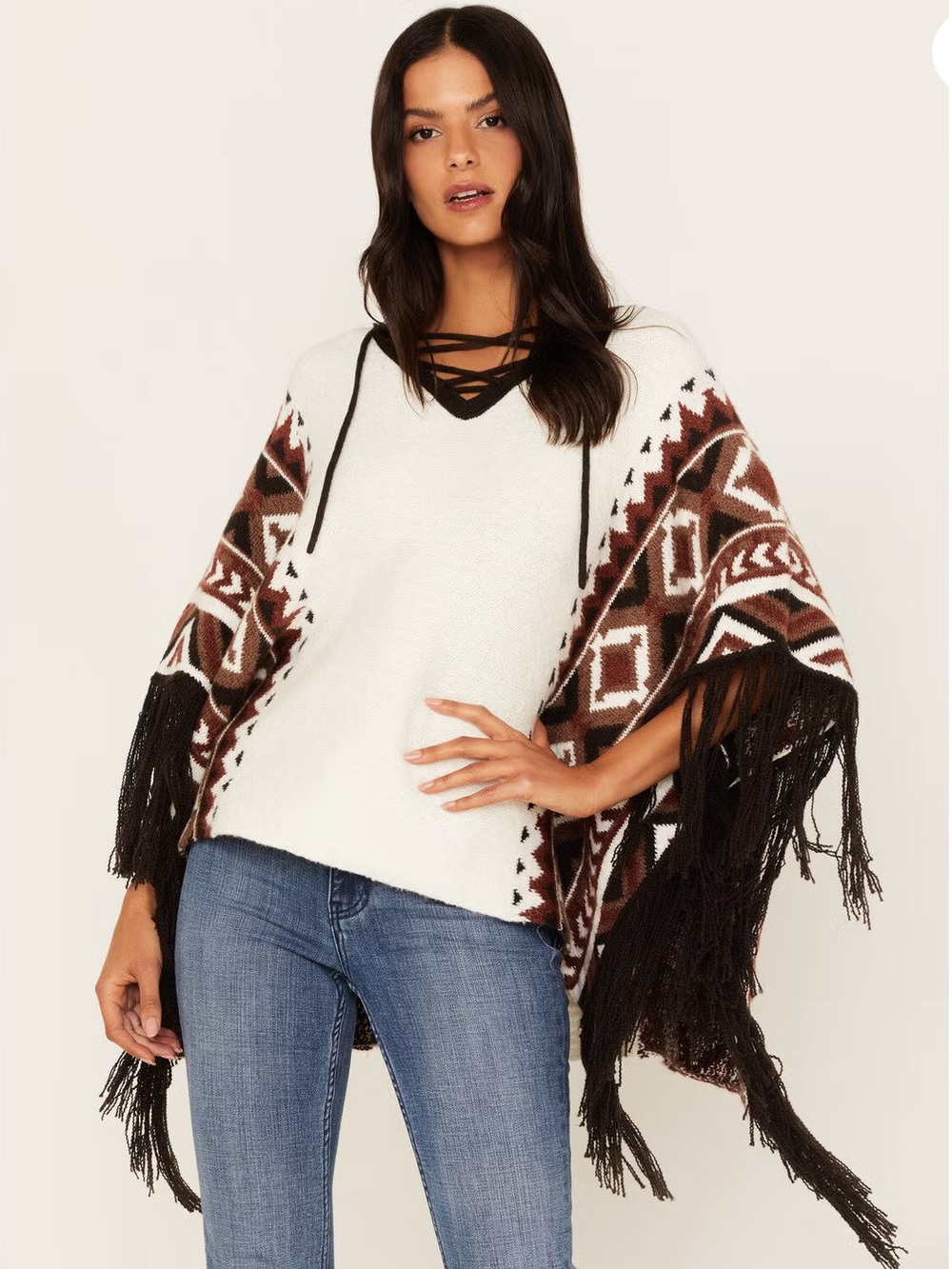 IDYLLWIND WOMEN'S SOUTHWESTERN KNIT PONCHO SWEATER Size XL